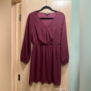 Express long sleeve dress maroon